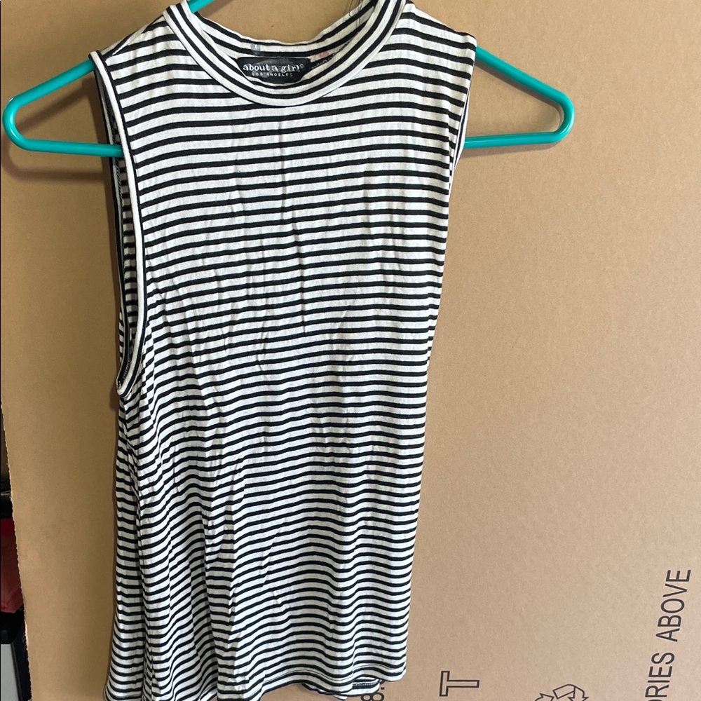Black and White Striped Women's Top